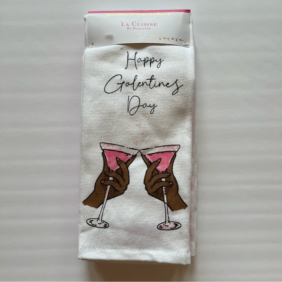 La Cuisine By Kassatex Happy Galentines Day 4 Piece Kitchen Towel Set 16” x 26” - Picture 3 of 4